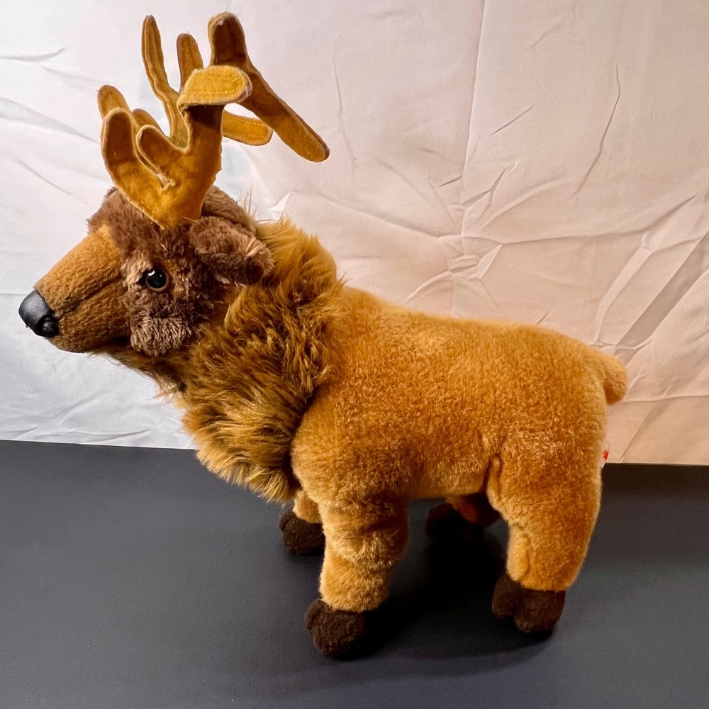 Aurora Destination Nation Caribou Reindeer Plush Brown Tan Standing 12in - Picture 2 of 7